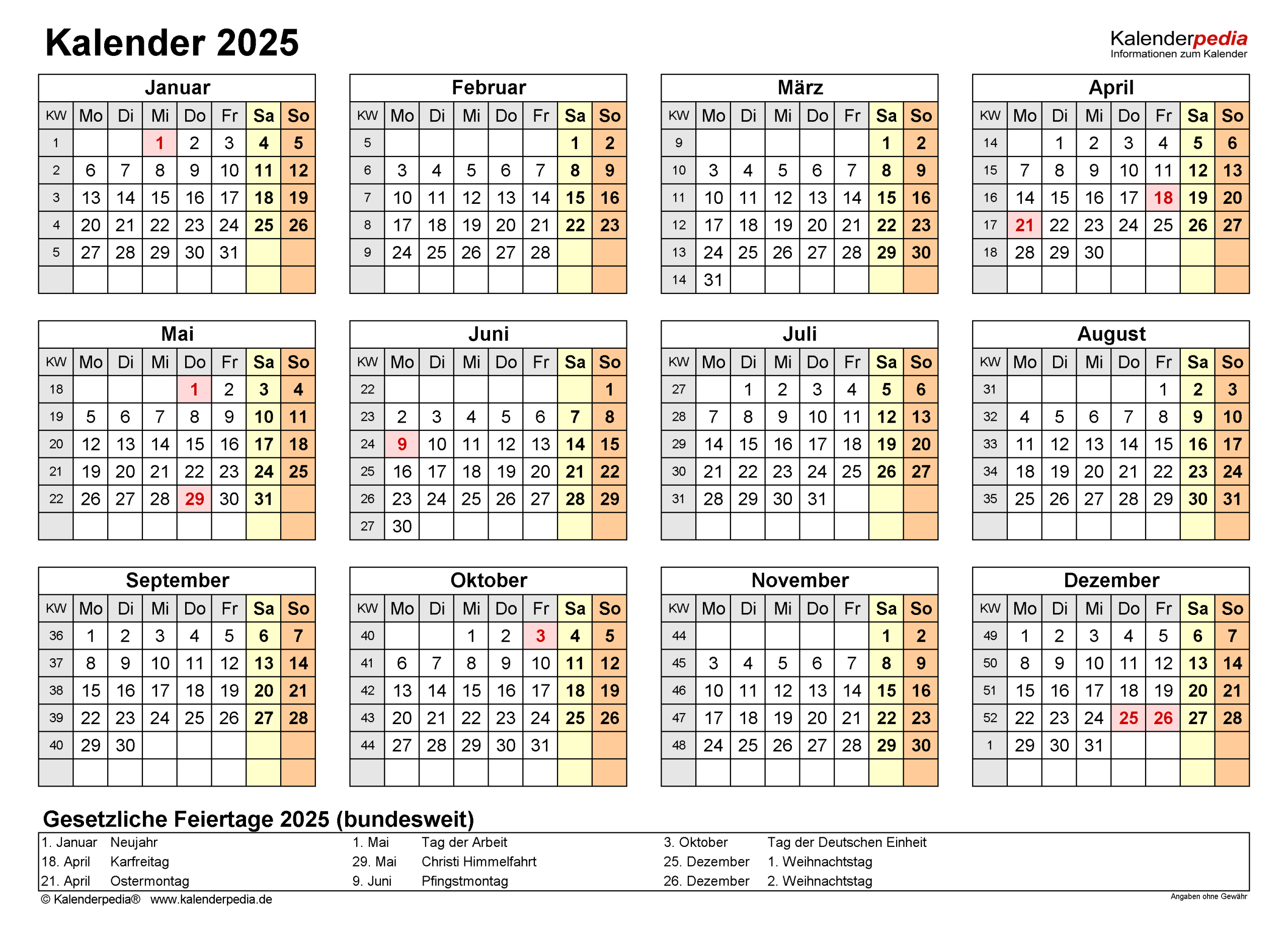 Kalender Jahres&uuml;bersicht 2025 kalender 2025 Lengkap &ndash; Artofit