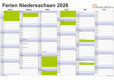 Kalender Ferien Niedersachsen ferien niedersachsen 2024